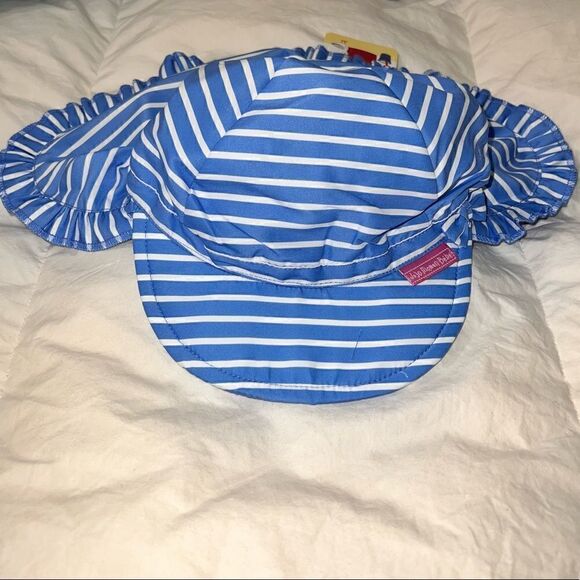 Jojo Maman Bebe Pretty Flap Hat blue with white stripes - Picture 7 of 9